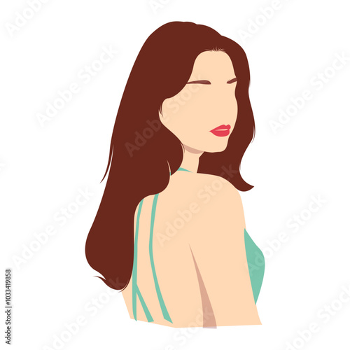 beauty woman in flat minimalist illustration