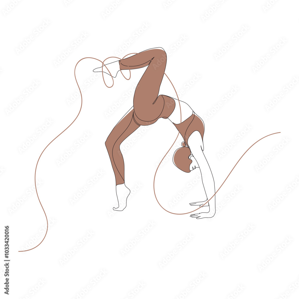 woman yoga position in continuous line art illustration woman yoga position in continuous line art illustration