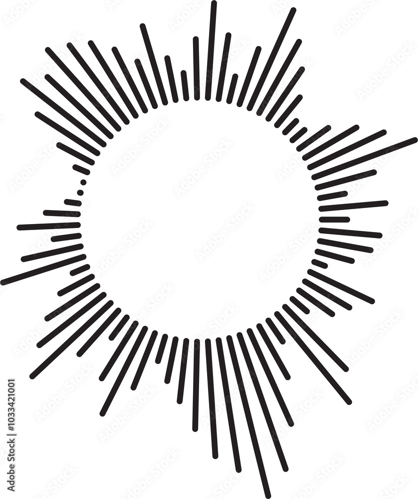Circular ripple icon. Concentric circles with broken lines isolated on white background. Vortex, sonar wave, soundwave, sunburst, signal signs. Vector graphic illustration. Vector illustration Circular ripple icon. Concentric circles with broken lines isolated on white background. Vortex, sonar wave, soundwave, sunburst, signal signs. Vector graphic illustration. Vector illustration
