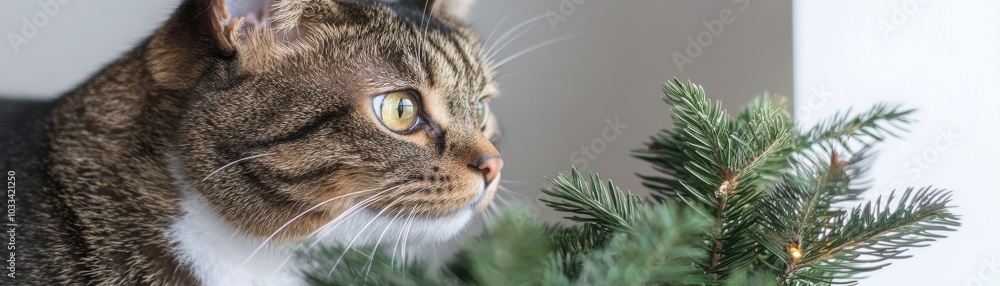 Playful Cat Batting at Christmas Tree Lights Playful Cat Batting at Christmas Tree Lights