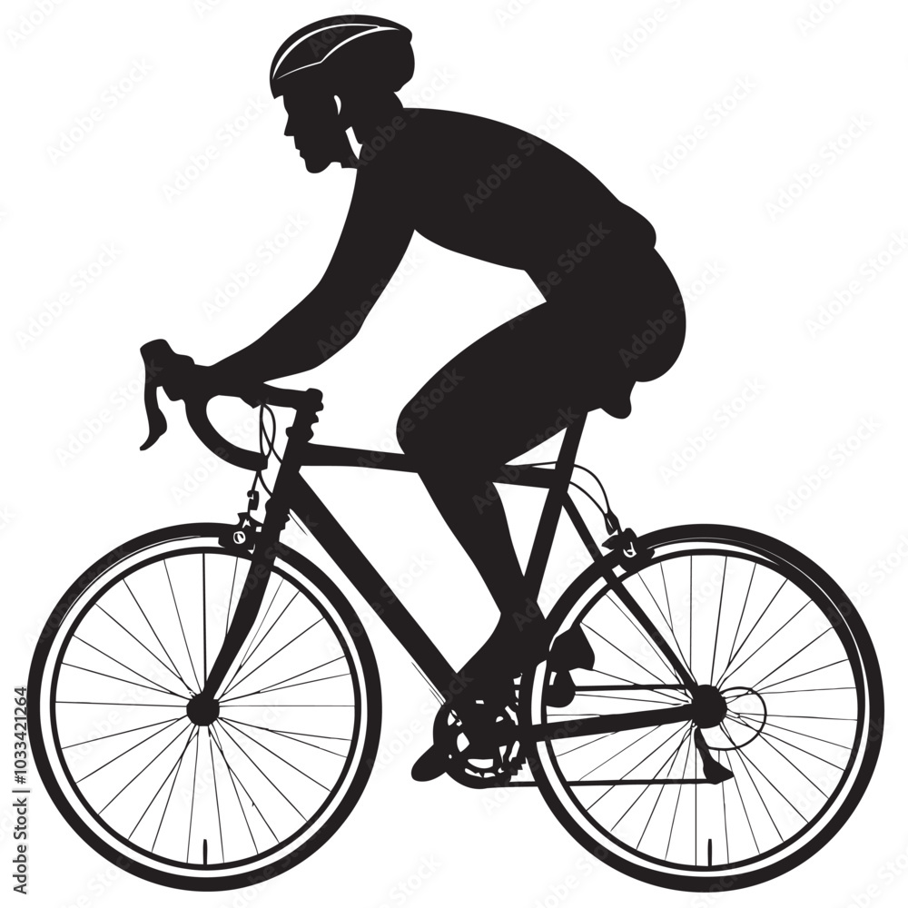 Fototapeta premium Vector Illustration of a Racing Cyclist Silhouette