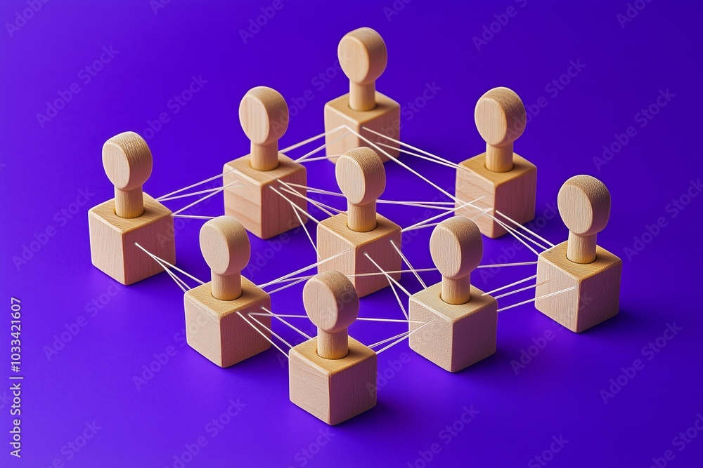 Obraz premium abstract illustration of people icons connected with lines in network