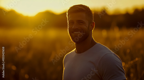 A still of a handsome and charismatic man in his mid-30s, with short hair and a beard. photo