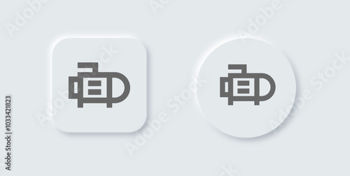 Pump line icon in neomorphic design style. Motor signs vector illustration.