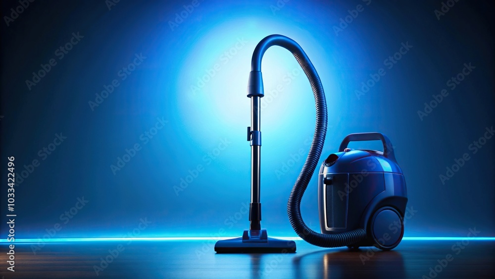 silhouette of a vacuum cleaner in blue light background silhouette of a vacuum cleaner in blue light background