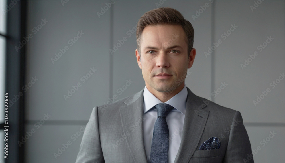 Portrait of Caucasian professional man in grey jacket and white shirt. Businessman, manager. Portrait of Caucasian professional man in grey jacket and white shirt. Businessman, manager.