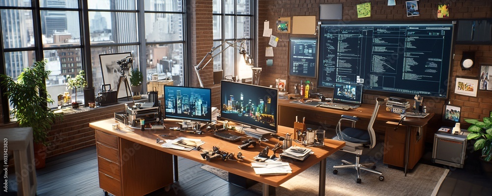 Modern Office with City View. Modern Office with City View.
