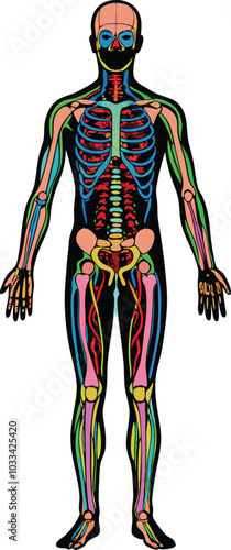Full human body with all internal organs vector illustration