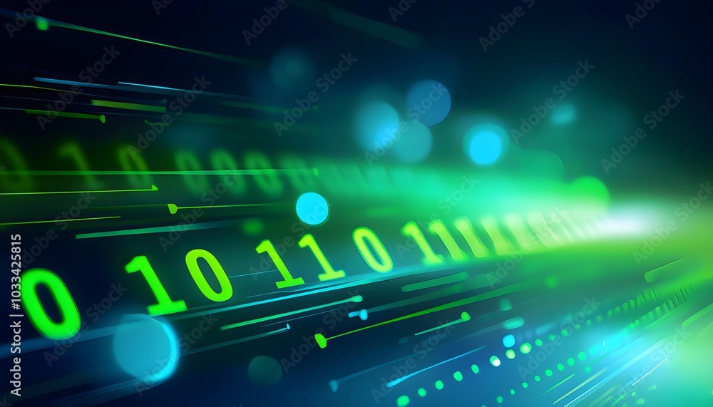 Abstract digital code background, neon green and blue, technology concept illustration Abstract digital code background, neon green and blue, technology concept illustration