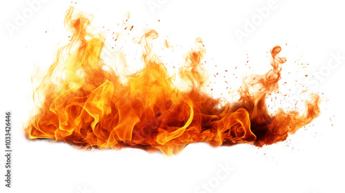 hot fire isolated on white