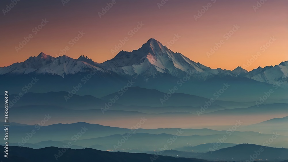 Simple and clean mountain range silhouettes with soft gradients transitioning from dusk to dawn colors, creating a peaceful, minimalist landscape. Simple and clean mountain range silhouettes with soft gradients transitioning from dusk to dawn colors, creating a peaceful, minimalist landscape.