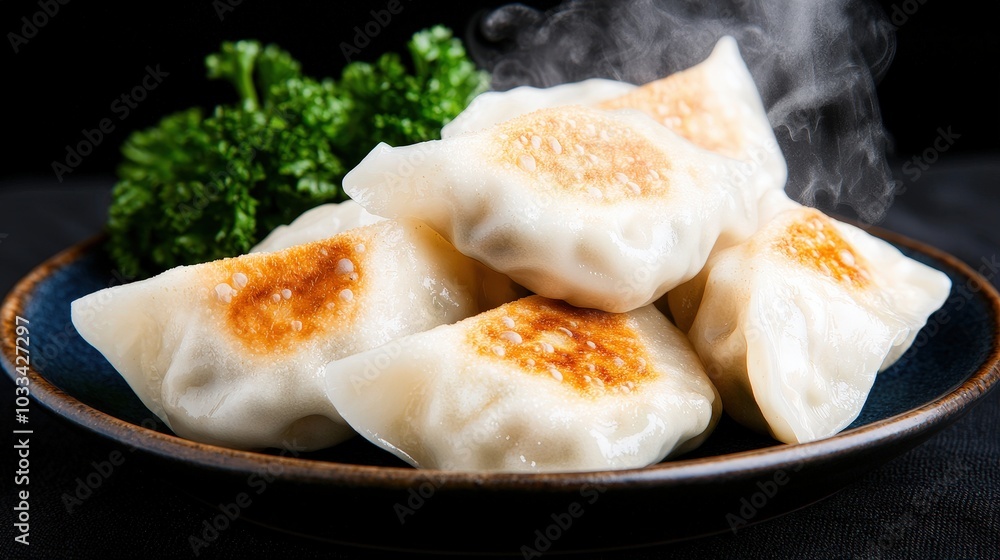 Steaming Hot and Delicious Dumplings on a Plate Steaming Hot and Delicious Dumplings on a Plate