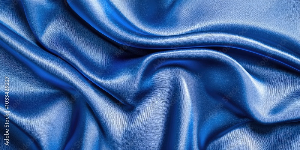 Fototapeta premium Texture. Background. Blue silk fabric, top view. The smooth, elegant texture of blue silk or satin fabric can serve as an abstract background with copy space.