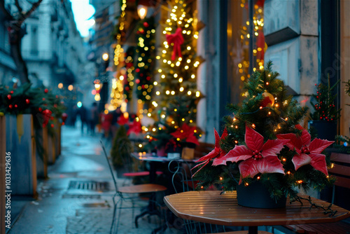 Wallpaper Mural AI-generated photo with Christmas street outdoor decoration. On a winter city background Torontodigital.ca