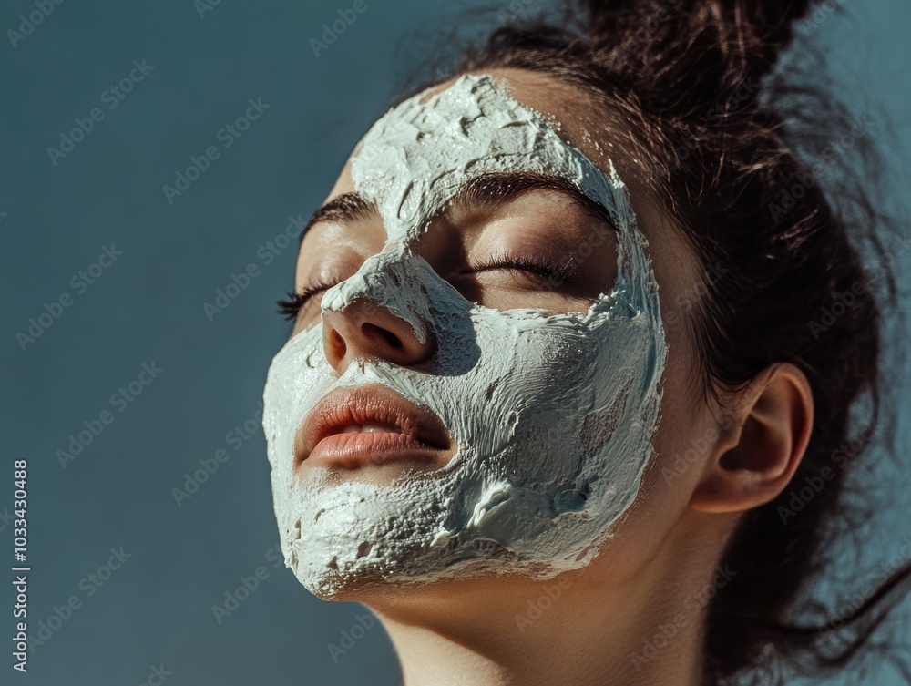 Fototapeta premium Relaxing Facial Treatment With Face Mask with selective focus