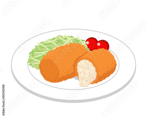 カニクリームコロッケのイラスト