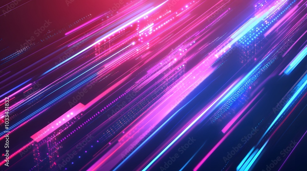 Abstract Digital Background with Diagonal Neon Lines Abstract Digital Background with Diagonal Neon Lines