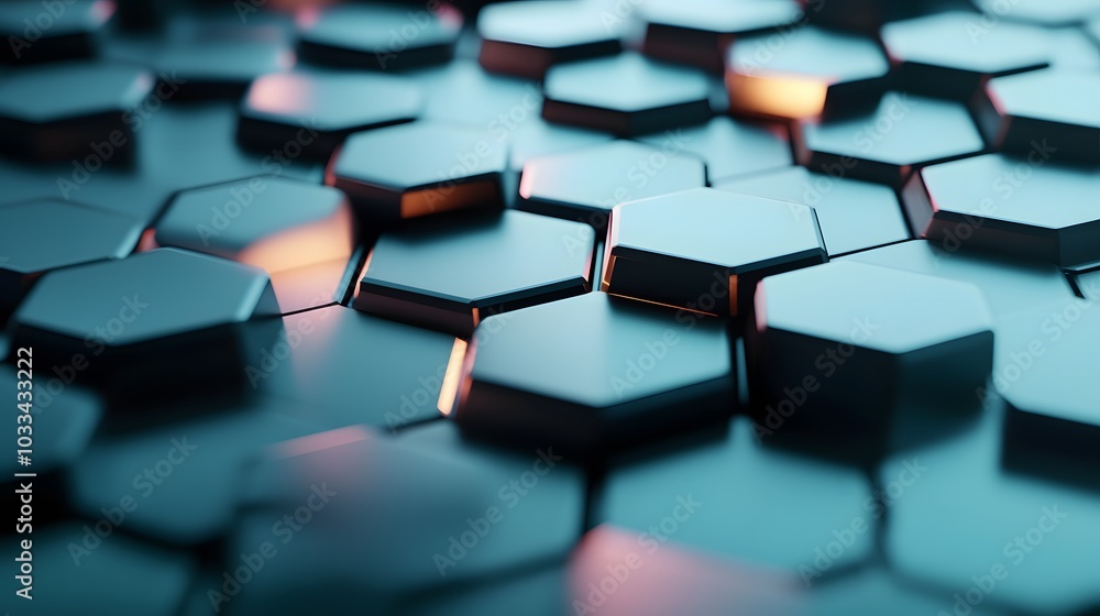 Abstract Hexagon Pattern with Glowing Edges Abstract Hexagon Pattern with Glowing Edges
