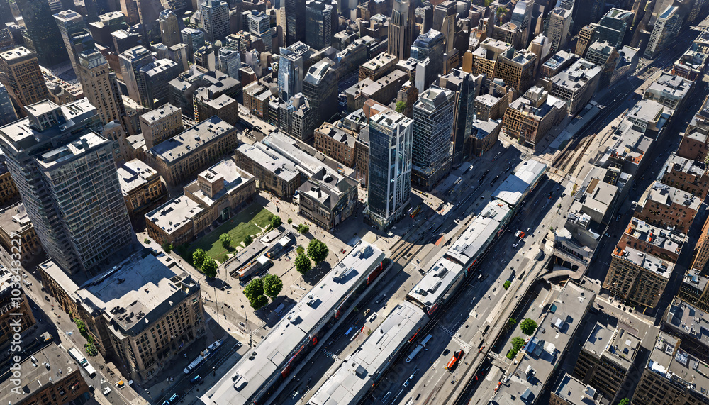 Fototapeta premium Vue aérienne d'une métropole animée