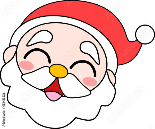 The head of Santa Claus illustration. Spirit of Christmas. Cartoon funny sticker in comic style with contour. Decoration for greeting cards, posters, patches and prints for clothes, emblems.