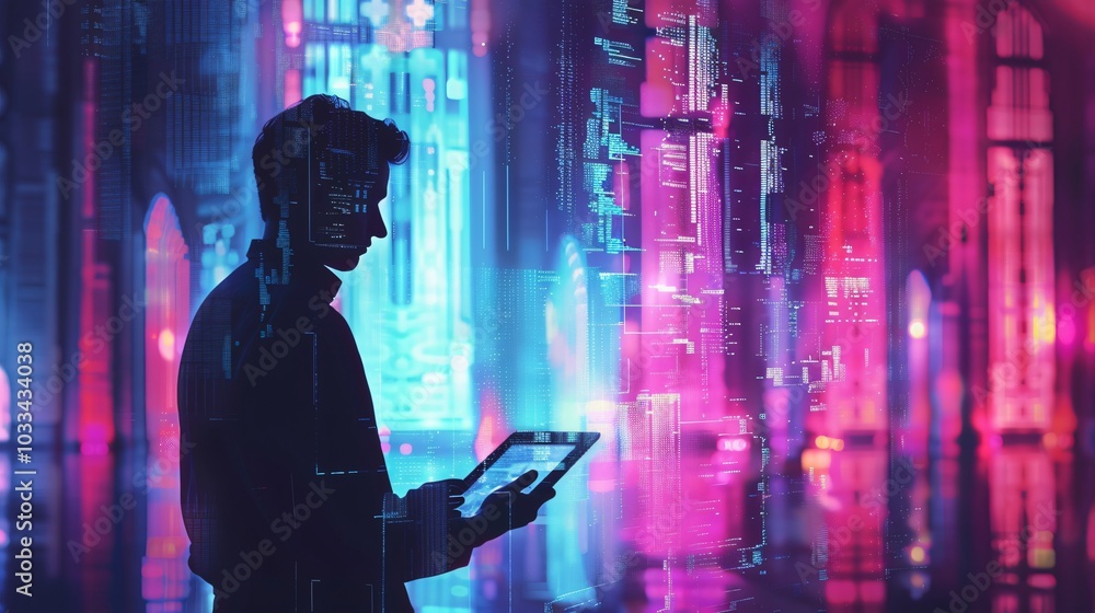 An illustration of a male businessman in a diverse office environment, showcasing a vibrant workplace filled with professionals. This image highlights the essence of collaboration and inclusivity in t