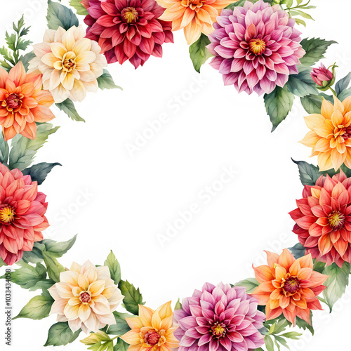 Floral frame with dahlias.