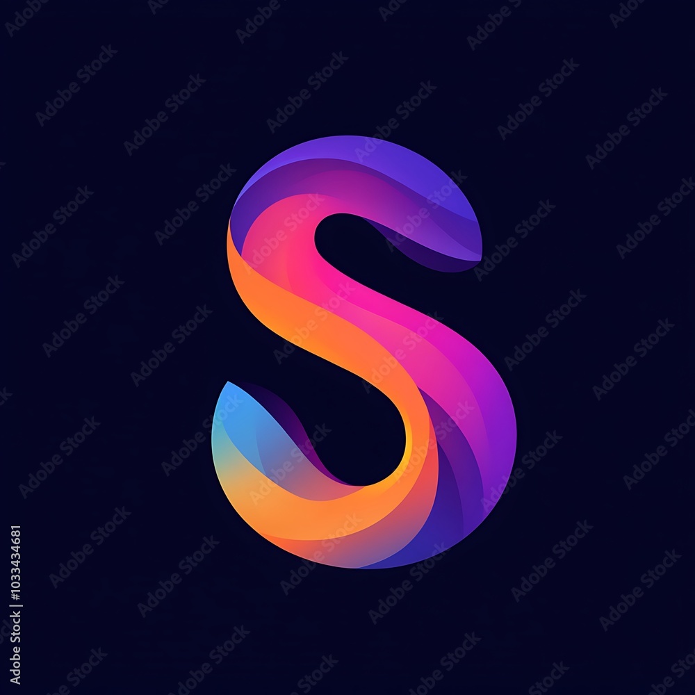 Naklejka premium Vibrant abstract letter S design glowing on dark background