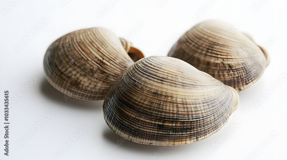 Asari clams on a white background. Asari clams on a white background.