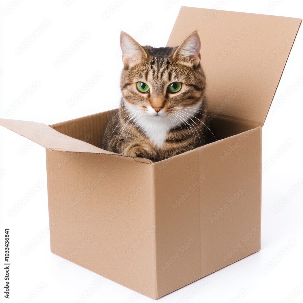 Playful Cat in Box Surrounded by Christmas Ornaments Playful Cat in Box Surrounded by Christmas Ornaments