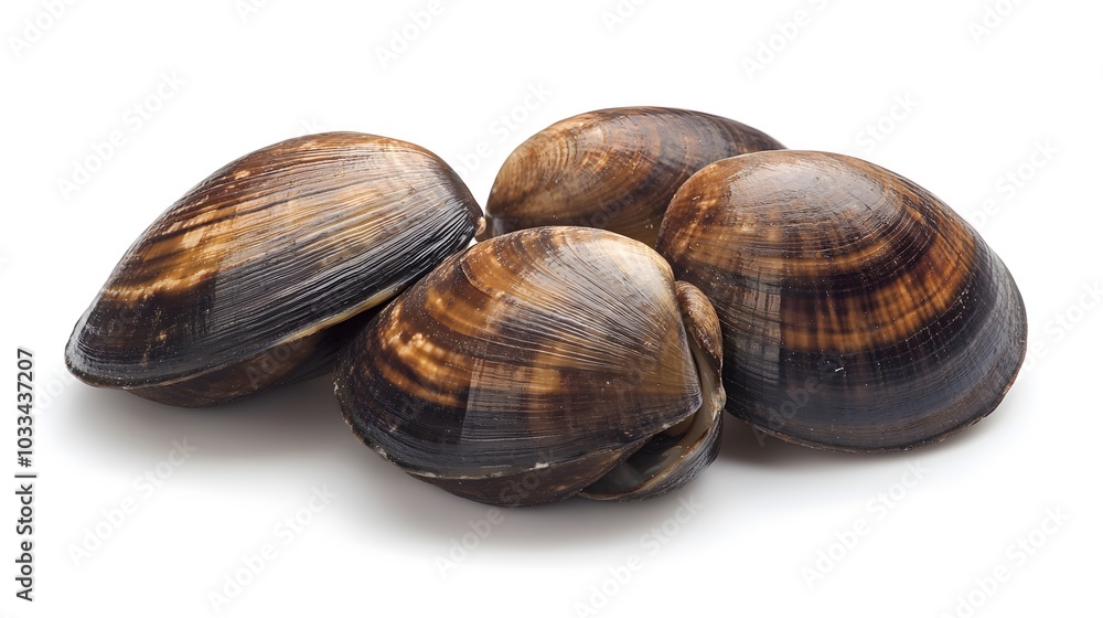Asari clams on a white background. Asari clams on a white background.
