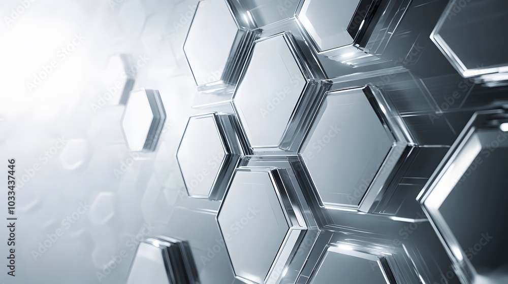 Abstract Geometric Pattern of Shiny Hexagonal Shapes Abstract Geometric Pattern of Shiny Hexagonal Shapes