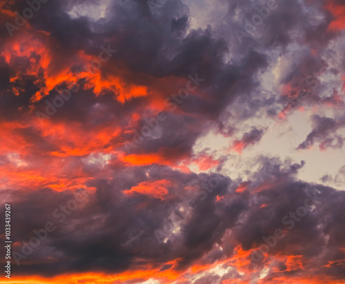 colorful and dramatic sunset clouds