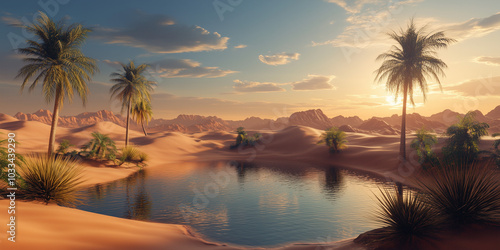 Oasis in the desert, beautiful landscape