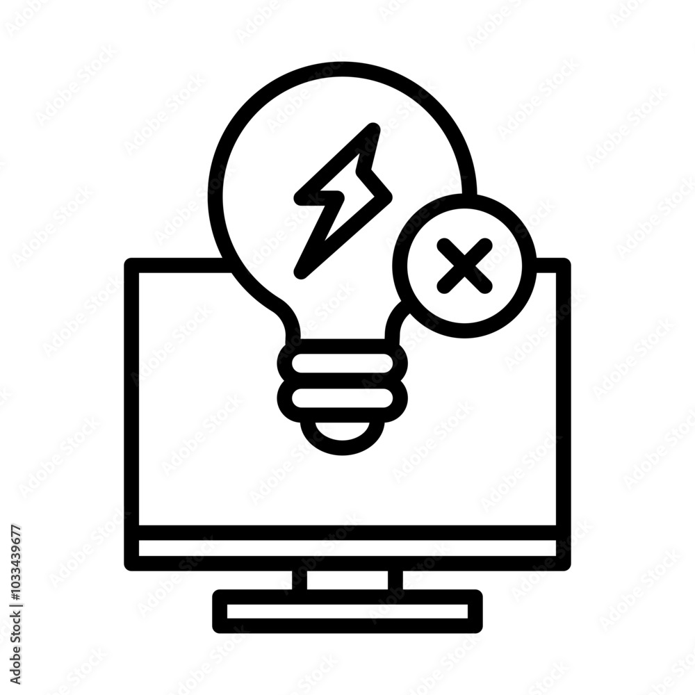 Icon of a computer that shuts down suddenly. Icon of a computer that shuts down suddenly.