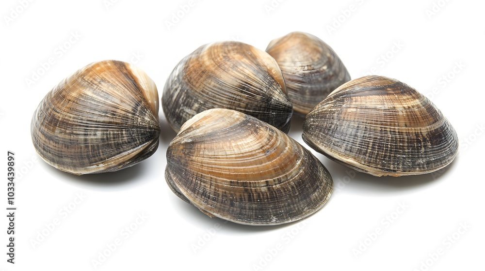 Asari clams on a white background. Asari clams on a white background.