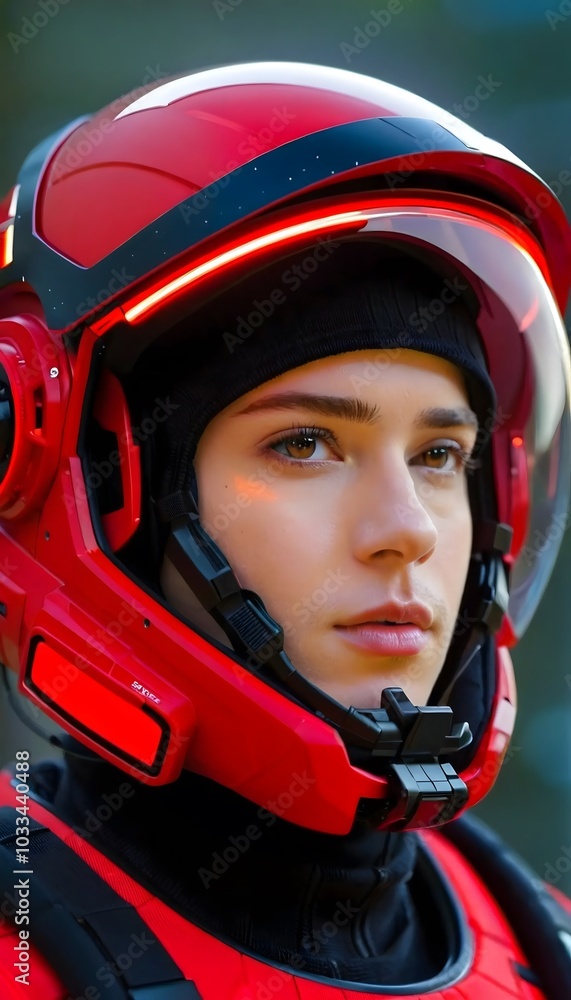 Futuristic Red Helmet with Visor Futuristic Red Helmet with Visor