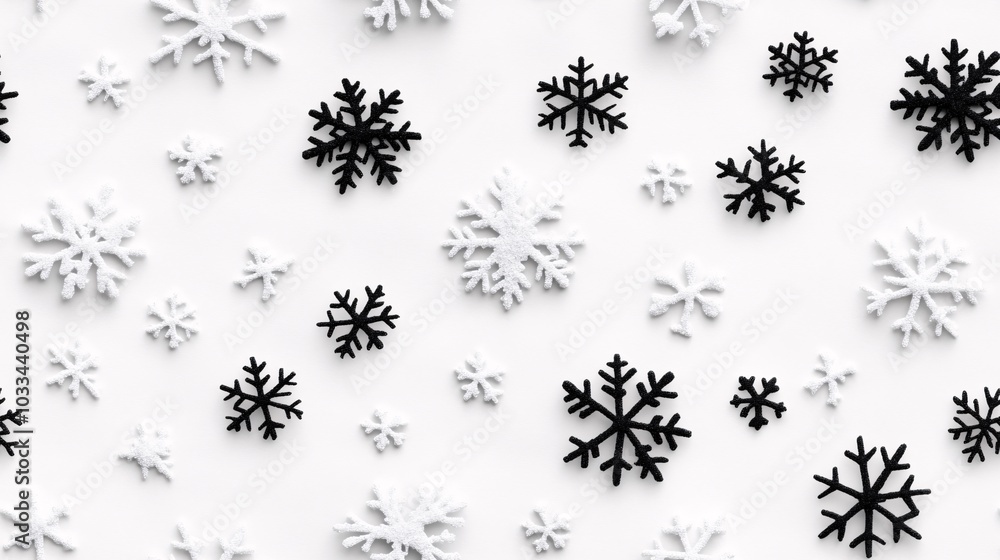 Snowflakes Pattern on White Background for Winter Design Snowflakes Pattern on White Background for Winter Design