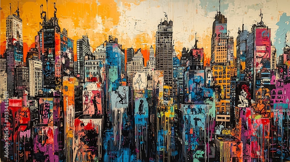 Colorful Abstract Cityscape Art Painting Colorful Abstract Cityscape Art Painting