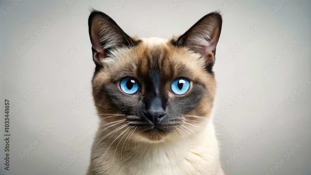Minimalist Siamese Cat with Bright Blue Eyes on White Background – Elegant Cat Photography, Pet Portrait, Animal Minimalism, Cute Feline, Blue-Eyed Cat, Cat Lovers, Modern Aesthetic Minimalist Siamese Cat with Bright Blue Eyes on White Background – Elegant Cat Photography, Pet Portrait, Animal Minimalism, Cute Feline, Blue-Eyed Cat, Cat Lovers, Modern Aesthetic
