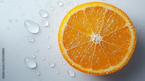 Fresh Orange Slice with Water Drops