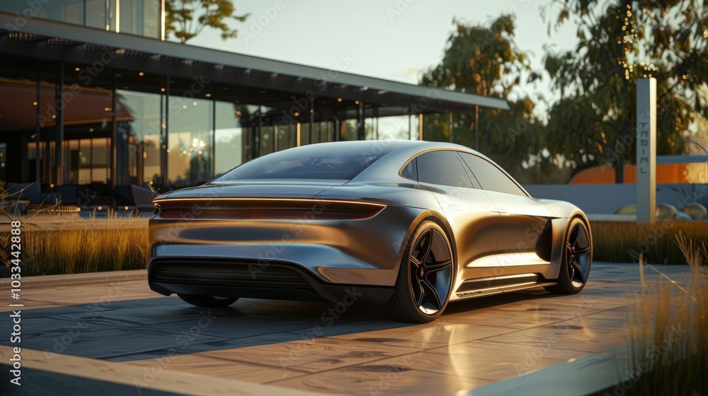 Explore the intersection of sustainability and style with a dynamic 3D format showcasing an electric car Explore the intersection of sustainability and style with a dynamic 3D format showcasing an electric car