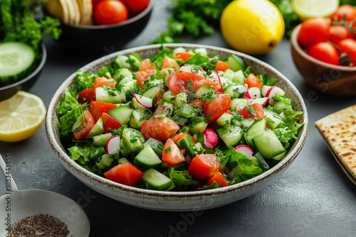 Classic Fattoush Salad with Fresh Herbs and Citrus