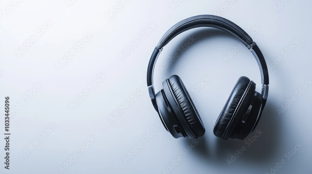 Black headphones on a white background. (1) Black headphones on a white background. (1)
