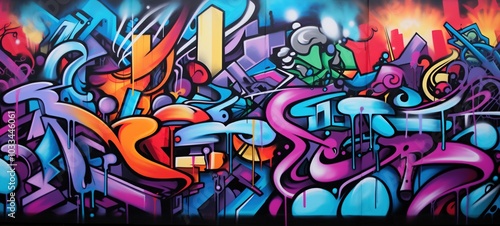 Wallpaper Mural Abstract colorful fragment of graffiti paintings on old brick wall Torontodigital.ca