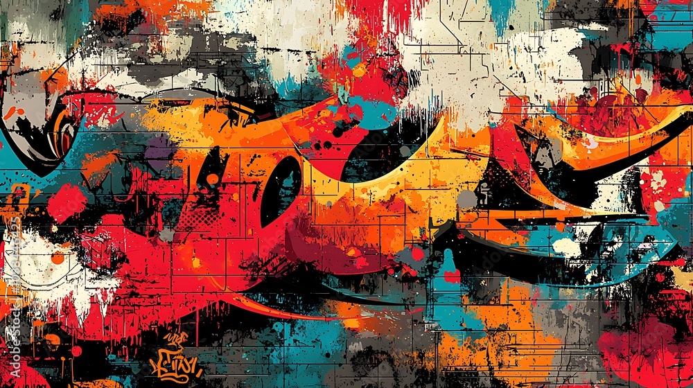 Fototapeta premium Abstract Urban Graffiti Wall Art Background