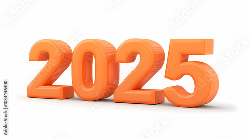 Bright Orange 2025 Text on White Background