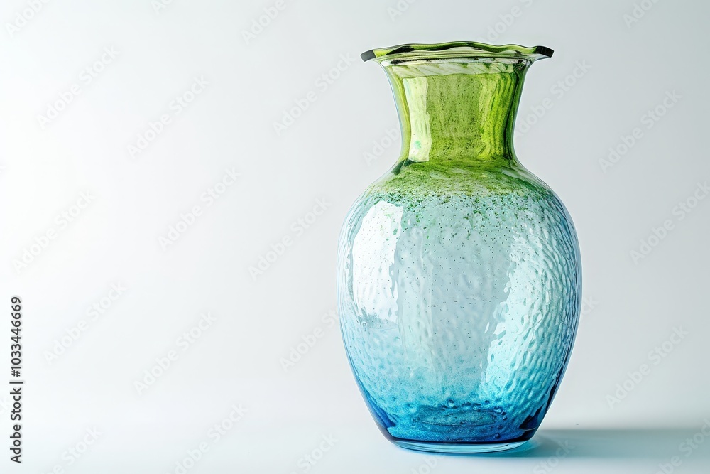 Blue and Green Glass Vase on White Background Isolated On White Background Blue and Green Glass Vase on White Background Isolated On White Background
