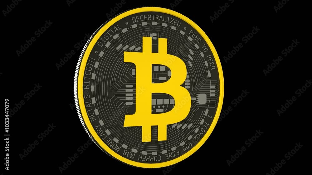 This stock motion graphics clip features a cartoon version of one Bitcoin slowly rotating This stock motion graphics clip features a cartoon version of one Bitcoin slowly rotating
