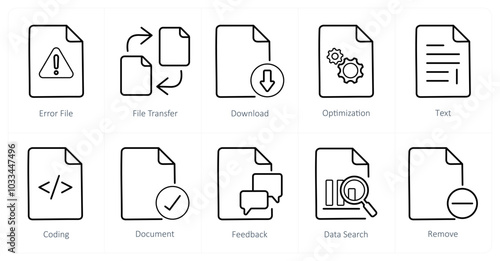 Wallpaper Mural A set of 10 File icons as error file, file transfer, download Torontodigital.ca