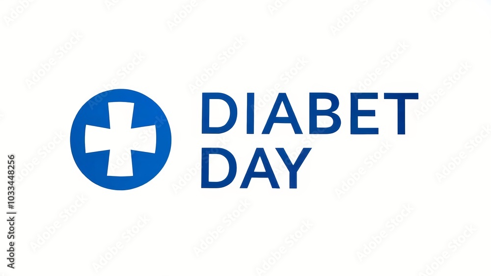 Obraz premium Diabet day logo. Minimalist blue and white design. Health awareness concept. World diabetes day celebration. For campaign, wellness education, healthcare promotion.